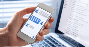 Person using an AI coaching chatbot on their phone